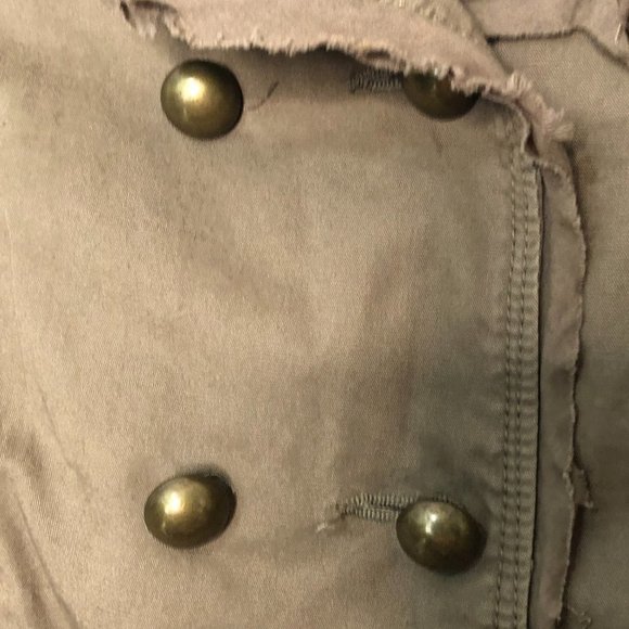 Ann Taylor LOFT Dark Khaki Double-Breasted Peplum Jacket with Raw Trim 2P - Picture 3 of 10